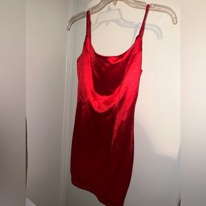 Satin red dress
